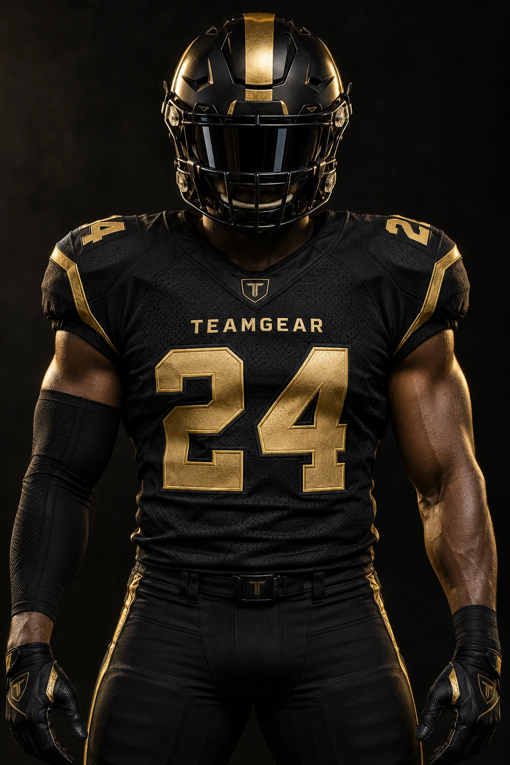 Football player in black and yellow team uniform